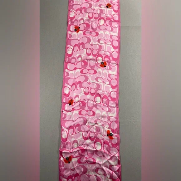 Coach Scarf 100% Silk Made in Japan Interlocking Cs with Ladybugs - Picture 14 of 16